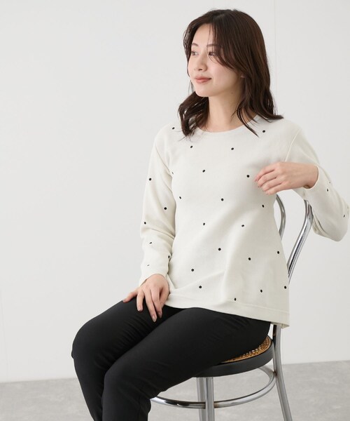 Jayro(ジャイロ)の「ドット刺繍ニット(ニット/セーター・レディース・ブラック/オフホワイト/ピンク・M)」の18枚目の写真