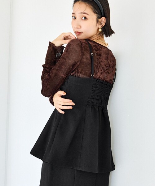 VIS(ビス)の「【美easy】ウーリッシュチュニック丈ビスチェ【セットアップ対応/洗える】(キャミソール・レディース・ブラック/グレー/ダークブラウン/ベージュ系・F)」の3枚目の写真