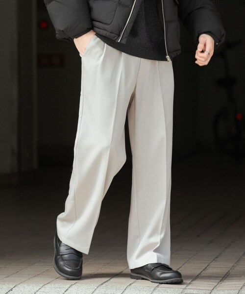 SENSE OF PLACE by URBAN RESEARCH(センスオブプレイスバイアーバンリサーチ)の「ウールライクダブルタックワイドパンツ(その他パンツ・メンズ・BLACK/CHARCOAL/GREIGE/D.NAVY・S/M/L)」の5枚目の写真