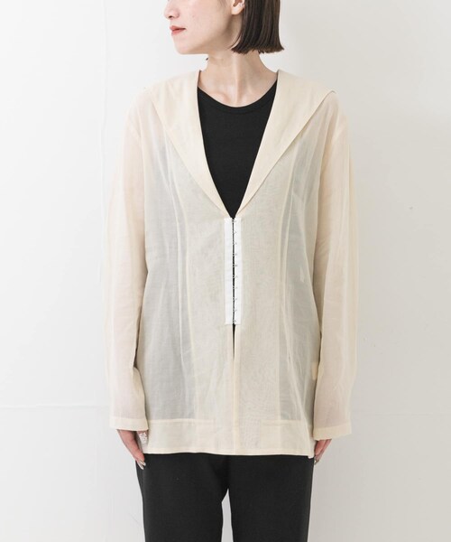 URBAN RESEARCH(アーバンリサーチ)の「new basic SHEER VOILE SAILOR SHIRTS(シャツ/ブラウス・レディース・BLACK/IVORY・Free)」の8枚目の写真