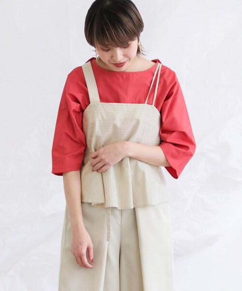 KBF（ケイビーエフ）の「ストライプアシンメトリーキャミソール∴（キャミソール・レディース・BEIGE/OFF/SAX・one）」の11枚目の写真