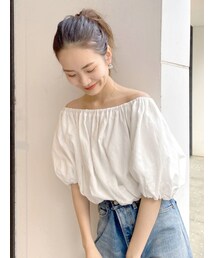Ungrid | リネン混ボリュームオフショルブラウス(シャツ/ブラウス)