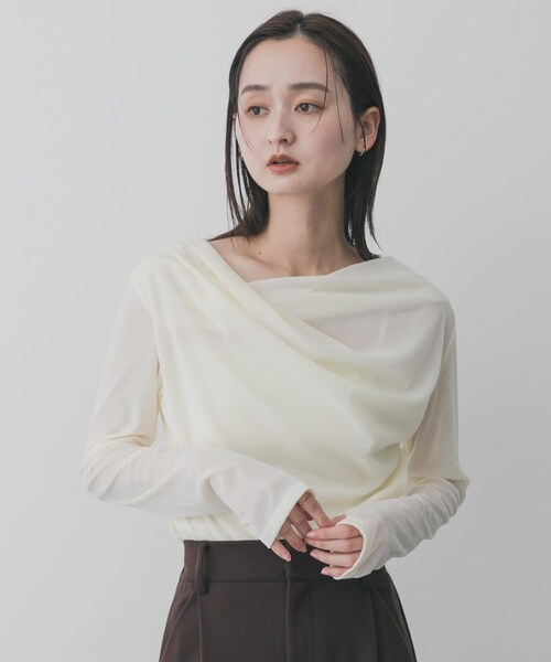 SENSE OF PLACE by URBAN RESEARCH(センスオブプレイスバイアーバンリサーチ)の「ベロアドレープトップ(その他トップス・レディース・IVORY/BROWN/CAMEL・One)」の5枚目の写真