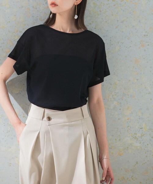 URBAN RESEARCH ROSSO（アーバンリサーチロッソ）の「シアーフライスTシャツ（Tシャツ/カットソー・レディース・L.GREIGE/D.NAVY・FREE）」の3枚目の写真