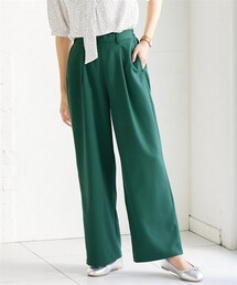 nissen | 大きいサイズ全方向のびるとろみタックワイドパンツ（ゆったりヒップ）(パンツ)