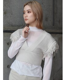 MURUA | フリンジベストレイヤードトップス(ニット/セーター)