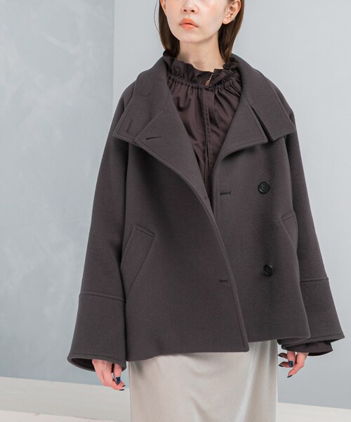 URBAN RESEARCH ROSSO（アーバンリサーチロッソ）の「スーパー140シャルム2WAYカラーコート（テーラードジャケット・レディース・L/GREIGE/MOCHA/CHARCOAL・FREE）」の21枚目の写真