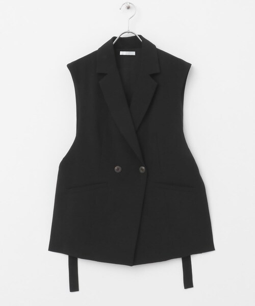 SENSE OF PLACE by URBAN RESEARCH（センスオブプレイスバイアーバンリサーチ）の「『UR TECH DRYLUXE』リネンライクサイドベルトジレ（ベスト・レディース・BLACK/GREIGE/CHARCOAL/NAVY・one）」の16枚目の写真