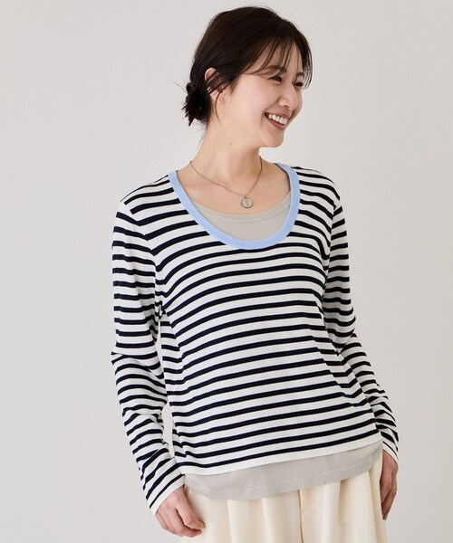 Jayro（ジャイロ）の「レイヤーニットプルオーバー（ニット/セーター・レディース・グレー系/ホワイト系/イエロー系・F）」の2枚目の写真