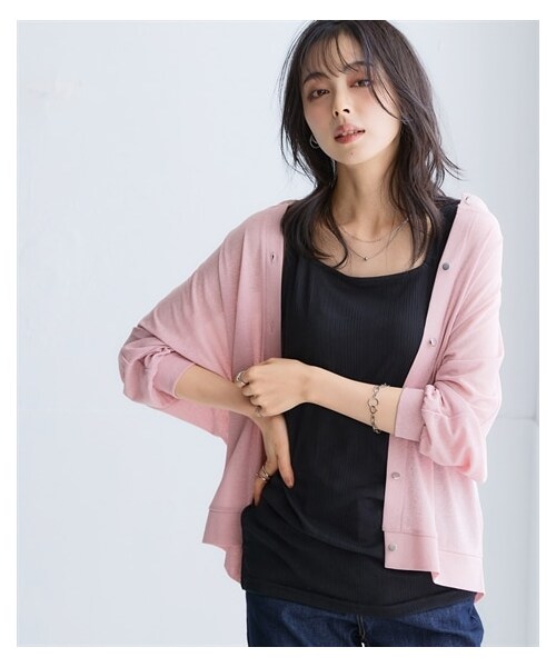 nissen（ニッセン）の「ひんやり涼しいシアースラブクルーネック7分袖ゆるカーディガン（UVカット・接触冷感）＜大きいサイズ有＞（カーディガン/ボレロ・レディース・オフホワイト/グレーベージュ/ピンク/黒・S/M/L/LL/3L/4L/5L/6L/8L/10L）」の8枚目の写真