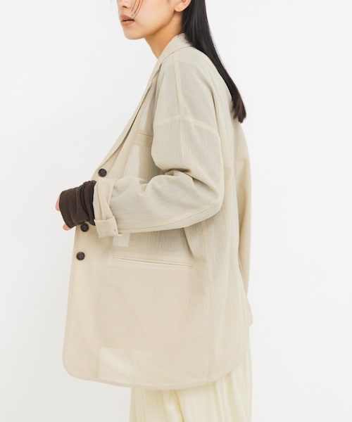 KBF（ケイビーエフ）の「シアーライトテーラードジャケット（テーラードジャケット・レディース・BROWN/GRAY/BEIGE・One）」の3枚目の写真