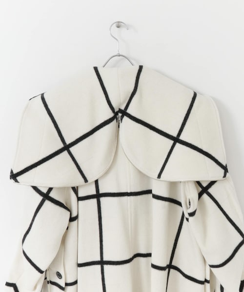 rito structure GRID-PATTERN DUFFLE COAT
