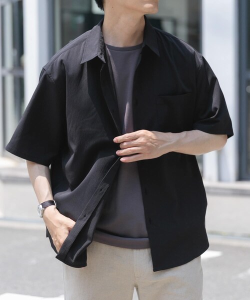 ITEMS URBANRESEARCH（アイテムズ アーバンリサーチ）の「ヨウリュウレギュラーカラー半袖シャツ（シャツ/ブラウス・メンズ・NVY/BRN/BLK・M/L）」の14枚目の写真