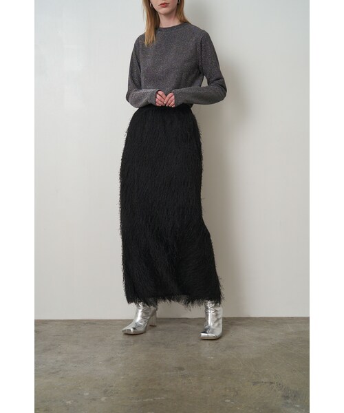 ELENDEEK(エレンディーク)の「FRINGE STRAIGHT SK(スカート・レディース・オフホワイト/ブラック・01/02)」の8枚目の写真