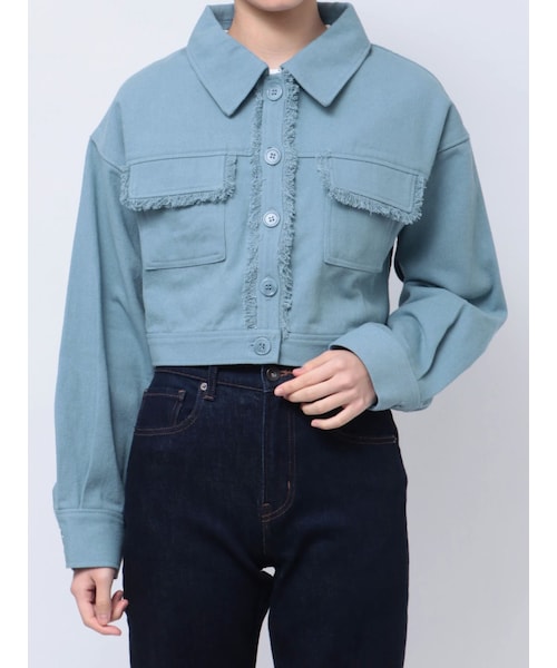 EVRIS（エヴリス）の「フリンジツイルショートジャケット（ミリタリージャケット・レディース・アイボリー/ブラック/ブルー・F）」の7枚目の写真