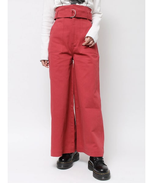 jouetie（ジュエティ）の「スーパーハイウエストワイドパンツ（その他パンツ・レディース・レッド/ブルー/ブラウン/ピンク・S/M）」の2枚目の写真