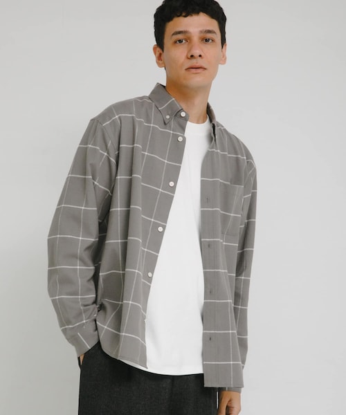 URBAN RESEARCH Sonny Label（アーバンリサーチサニーレーベル）の「シャギーオックスボタンダウンシャツ（シャツ/ブラウス・メンズ・オフ/グレー/ネイビー/グレーチェック・M/L/XL）」の4枚目の写真