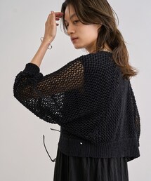 【洗える】テープヤーンメッシュニットボレロ