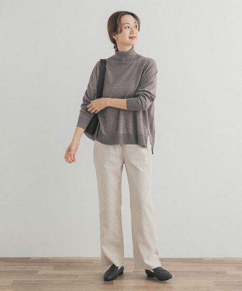 URBAN RESEARCH DOORS（アーバンリサーチドアーズ）の「ウォッシャブルウールタートルネックワイドプルオーバー（ニット/セーター・レディース・杢MOCHA/RED/GREEN/BROWN・M）」の22枚目の写真