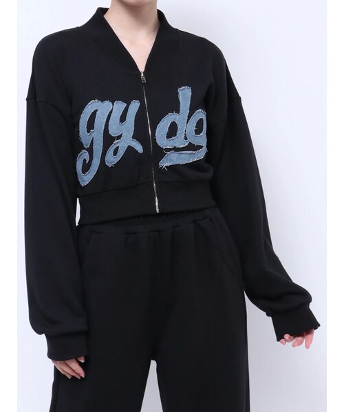 GYDA（ジェイダ）の「gydaショートスウェットブルゾン【SETUP着用可】（スウェット・レディース・ライトグレー/ブラック/ベージュ・F）」の6枚目の写真