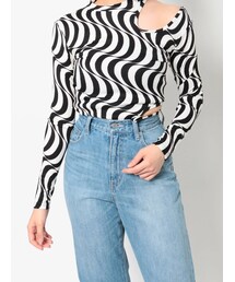 EVRIS | ウェーブパターンカットアウトトップス(Tシャツ/カットソー)