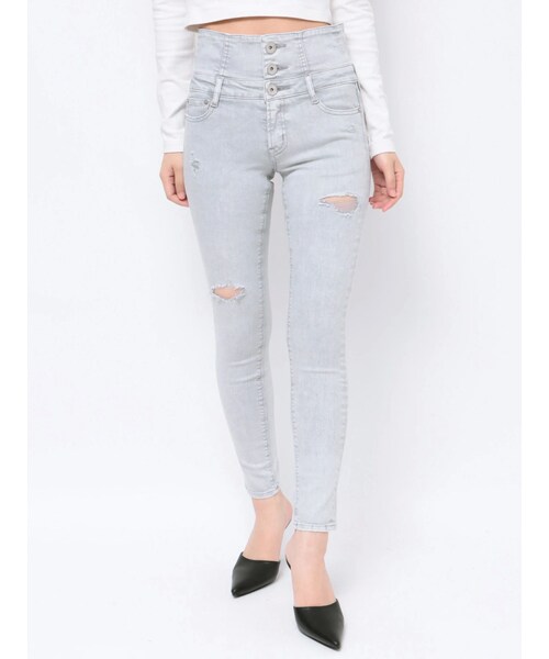 GYDA（ジェイダ）の「ハイウエスト ボタン ダメージ ケミカル