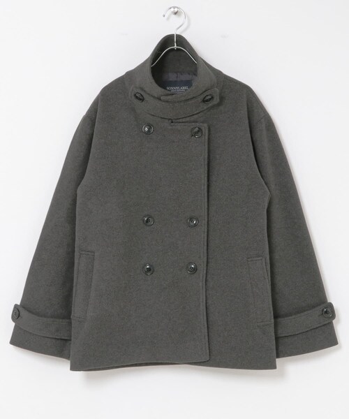 URBAN RESEARCH Sonny Label（アーバンリサーチサニーレーベル）の「メルトンジャージースタンドカラーコート（テーラードジャケット・レディース・L.グレー/チャコールグレー/モカ・Free）」の12枚目の写真