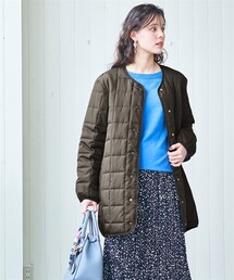 nissen | 大きいサイズ　動きやすいノーカラーキルティングコート（スマイルさんの為の工夫満載）(ノーカラーコート)