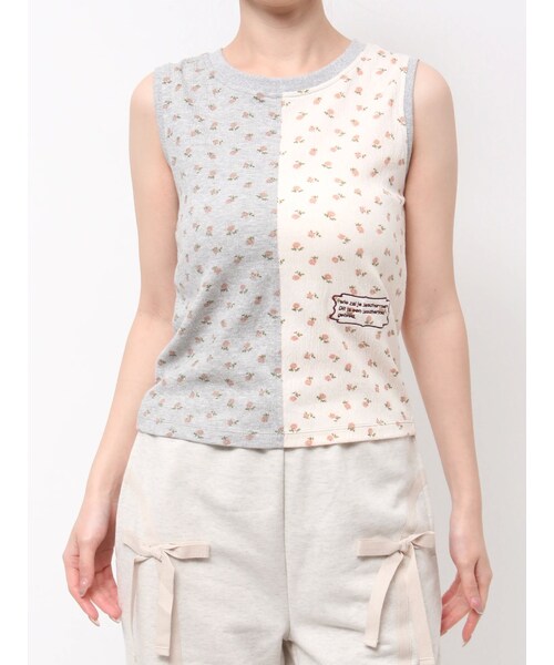 merry jenny（メリージェニー）の「floral×floralカットタンクトップ（タンクトップ・レディース・グレー/ピンク・F）」の2枚目の写真