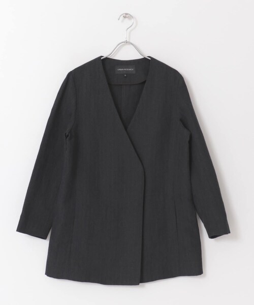 URBAN RESEARCH（アーバンリサーチ）の「ノーカラーヘリンボンジャケット（ノーカラージャケット・レディース・BROWN/D.GRY・36/38）」の10枚目の写真