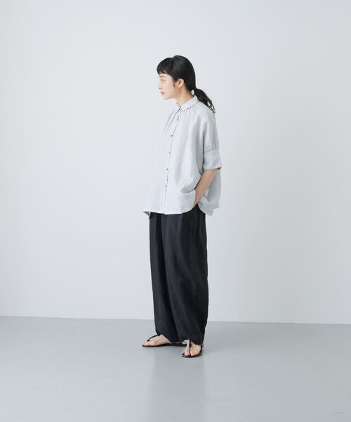 かぐれ(カグレ)の「Honnete Half-Sleeve Gather Shirts(シャツ/ブラウス・レディース・Ice Grey/Coral/Bk Choco・one)」の17枚目の写真