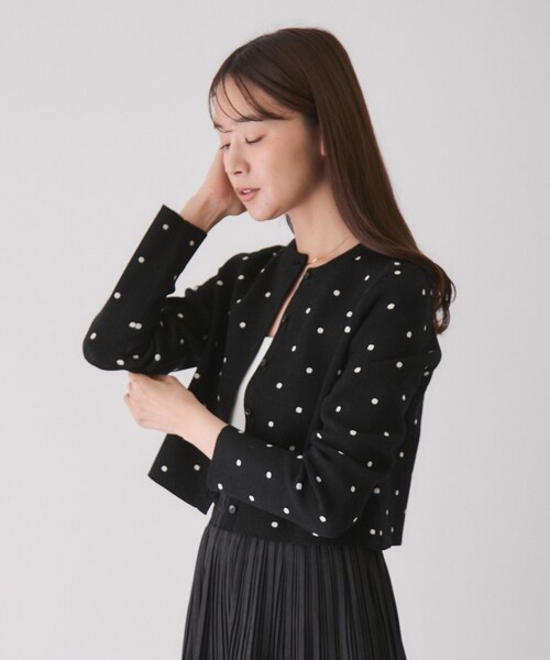 Jayro(ジャイロ)の「ドット柄カーディガン(カーディガン/ボレロ・レディース・ブラック系/グレー/ホワイト系・M)」の9枚目の写真