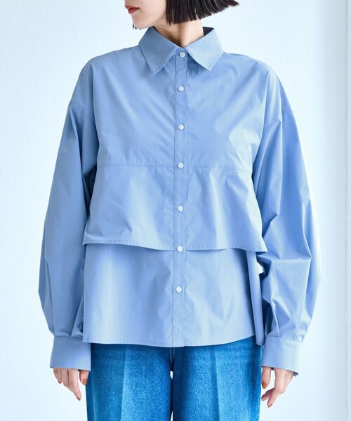 VIS(ビス)の「裾ティアードオーバーシャツ/UVケア・イージーケア(シャツ/ブラウス・レディース・ホワイト/ダークブラウン/ライトグリーン/サックス・F)」の20枚目の写真