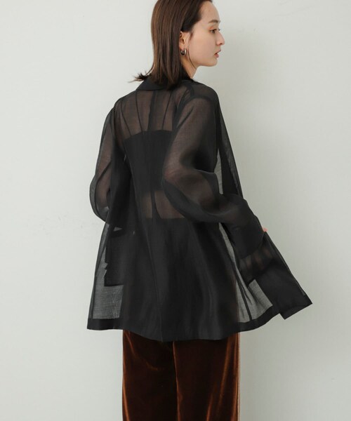 SENSE OF PLACE by URBAN RESEARCH（センスオブプレイスバイアーバンリサーチ）の「シアーテーラードジャケット（テーラードジャケット・レディース・BLACK/IVORY/BROWN・one）」の11枚目の写真