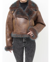 MURUA | アンイーブンショートムートンジャケット(ムートンコート)