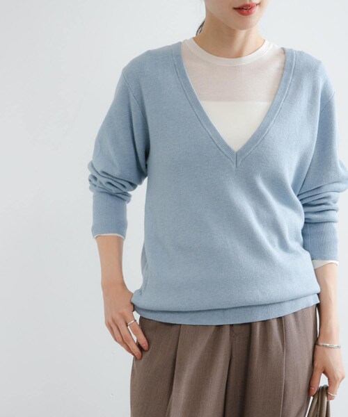 URBAN RESEARCH（アーバンリサーチ）の「new basic　カシミヤコットンVネックチュニックニット（チュニック・レディース・KHAKI/PINK/SAX・FREE）」の15枚目の写真