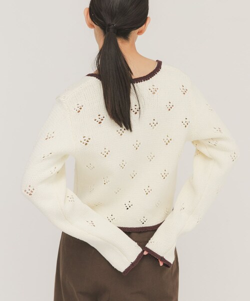 KBF（ケイビーエフ）の「アイレットコンパクトカーディガン（カーディガン/ボレロ・レディース・IVORY/CHARCOAL・One）」の8枚目の写真