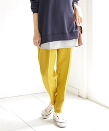 nissen | 大きいサイズ全方向のびるとろみタックスリムテーパードパンツ（股下６２ｃｍ）(パンツ)