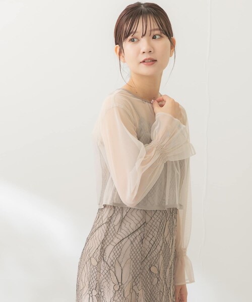URBAN RESEARCH ROSSO（アーバンリサーチロッソ）の「チュールブラウス付き配色レースドレス（ワンピース・レディース・beige/purple/charcoal・FREE）」の13枚目の写真
