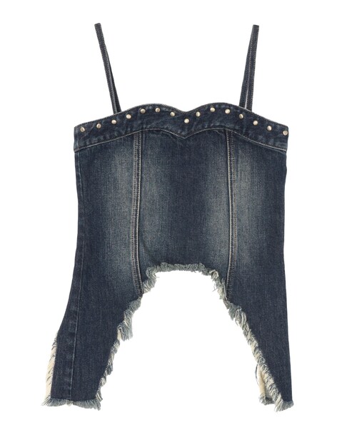 EVRIS（エヴリス）の「スタッズモチーフデニムキャミ【セットアップ着用可能】（キャミソール・レディース・アイスブルー/インディゴ・F）」の15枚目の写真