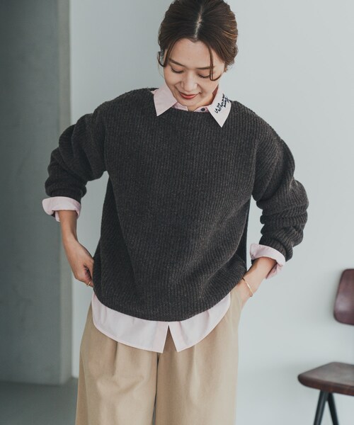 URBAN RESEARCH DOORS（アーバンリサーチドアーズ）の「ハミルトンウール畦ボートネックプルオーバー（ニット/セーター・レディース・MIX GRAY/YELLOW/MIX BROWN・M）」の18枚目の写真