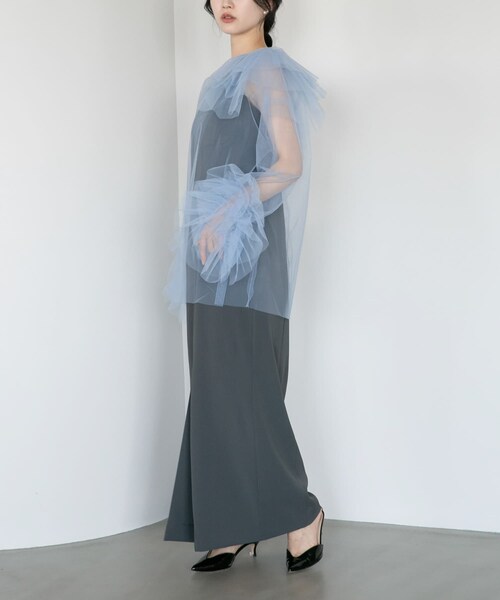 URBAN RESEARCH ROSSO（アーバンリサーチロッソ）の「ANDRESD　blooming tulle dress（ワンピース・レディース・L/BLUE/BLACK・36/38）」の9枚目の写真