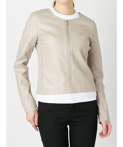 COTORICA（コトリカ）の「【WOMEN】合皮ジャケット（テーラードジャケット・レディース・アイスブルー/ベージュ・F）」の2枚目の写真