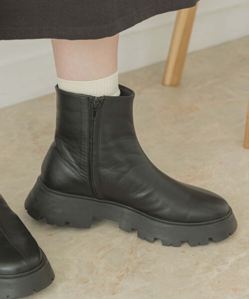 RODE SKO（ロデスコ）の「4センチオーバーソールブーツ（ブーツ・レディース・GYSH-BROWN/BLACK・36/37/38）」の4枚目の写真