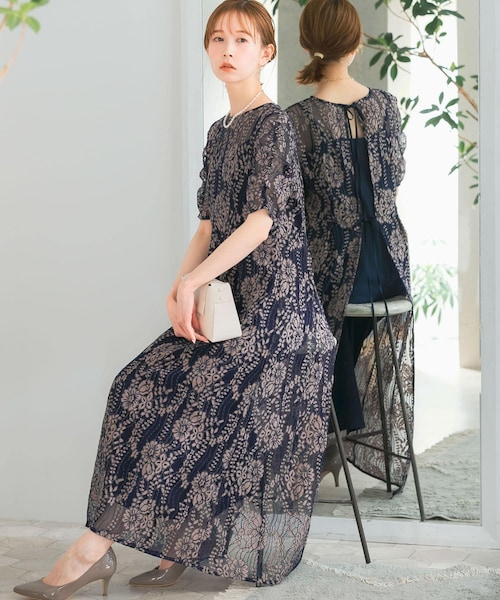 URBAN RESEARCH ROSSO（アーバンリサーチロッソ）の「kaene　配色レースエプロンドレス（ワンピース・レディース・pink beige/navy/purple・36/38）」の3枚目の写真