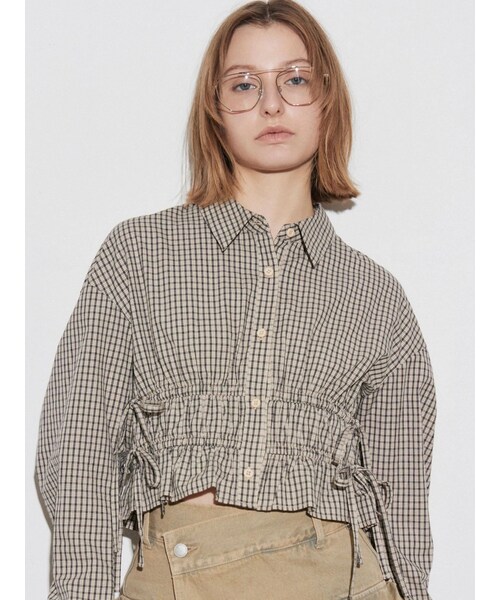 EMODA（エモダ）の「サイドリボンストリングシャツ（シャツ/ブラウス・レディース・ホワイト/グレー/ブラック/ブルー/ライトミックス・F）」の17枚目の写真