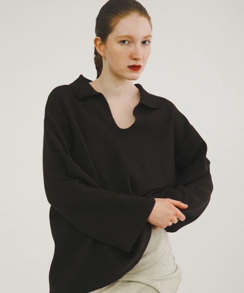 LAATO（ラート）の「sweat style polo knit（ニット/セーター・レディース・クリーム/チョコレート・FREE）」の2枚目の写真
