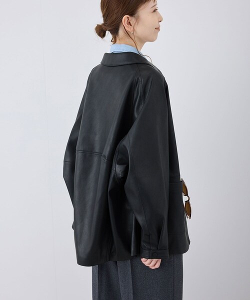 ROPE' PICNIC(ロペピクニック)の「【emur/エミュール・J'aDoRe限定】シンセティックレザージャケット(その他アウター・レディース・ブラック/ベージュ系・38)」の13枚目の写真
