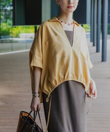 URBAN RESEARCH | ラミーレーヨンハーフスリーブギャザーヘムシャツ(シャツ/ブラウス)
