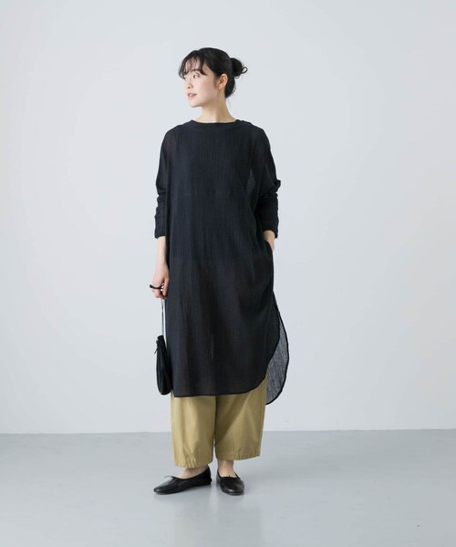 かぐれ（カグレ）の「ガーゼロングチュニック（チュニック・レディース・IVORY/L.GRAY/BLACK・FREE）」の17枚目の写真